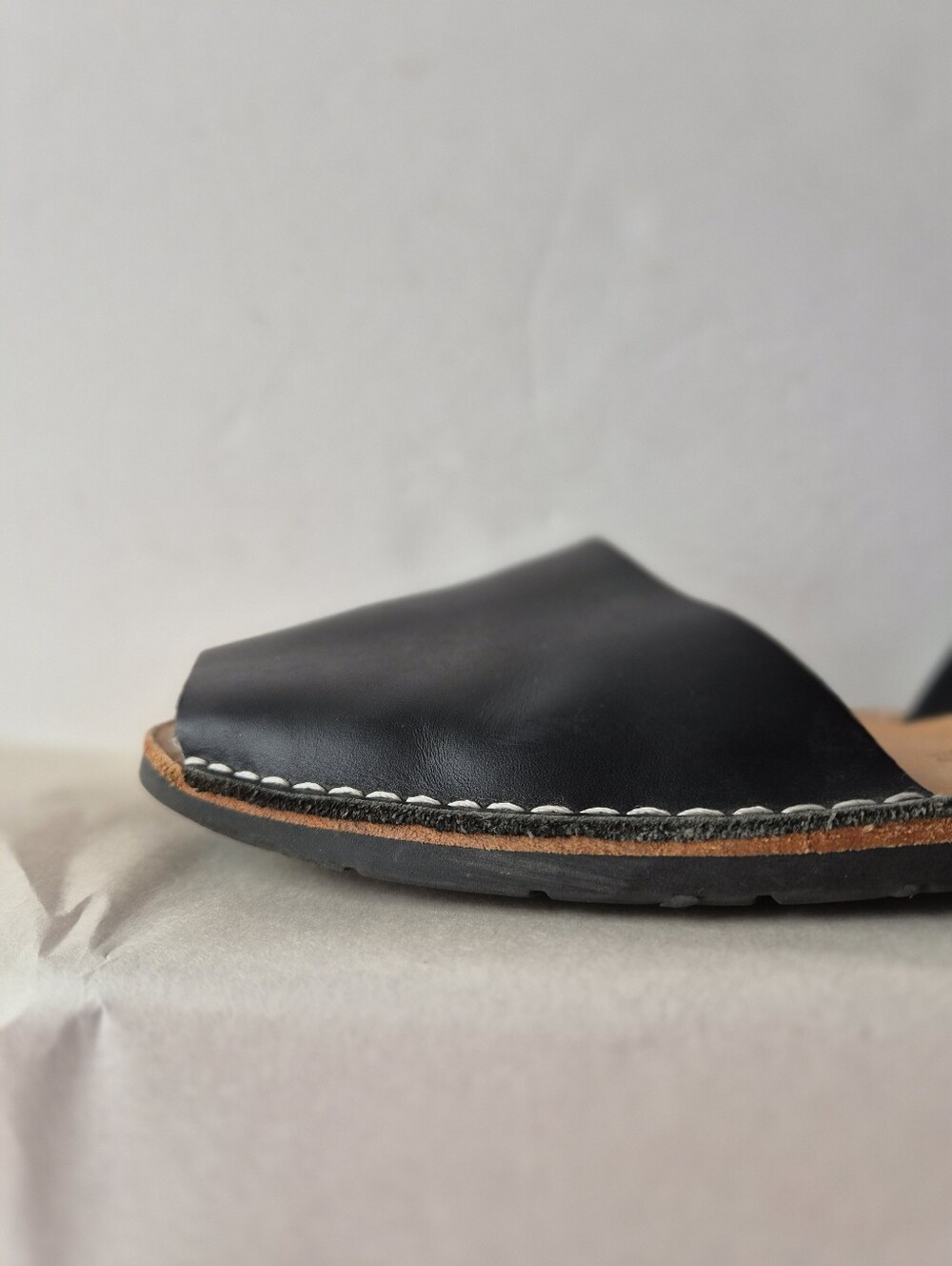 Pons Avarca Classic Black Leather Sandals Size 10 EU 40 European Minimalist Boho - Picture 9 of 16